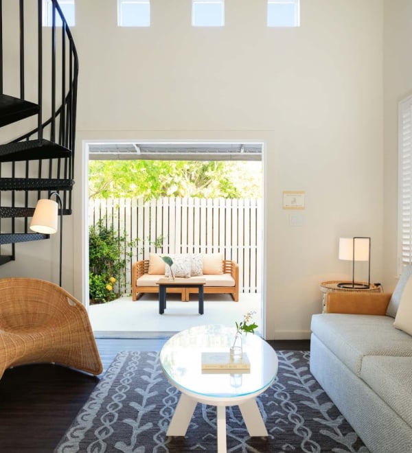 Ellas Two Bedroom Suite Living room and Patio