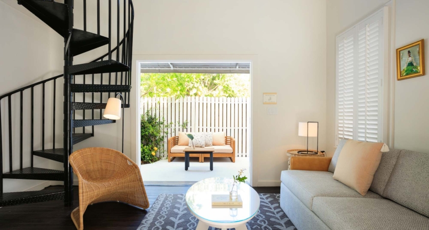 Ellas Two Bedroom Suite Living room and Patio