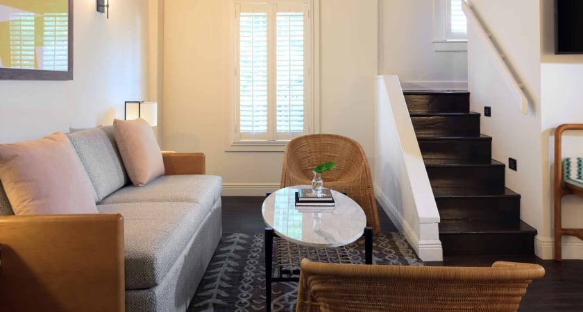 1 King and 1 Queen Loft Suite living area