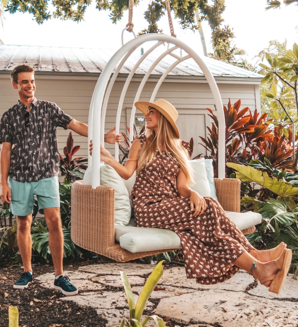 couple enjoying hammock swing