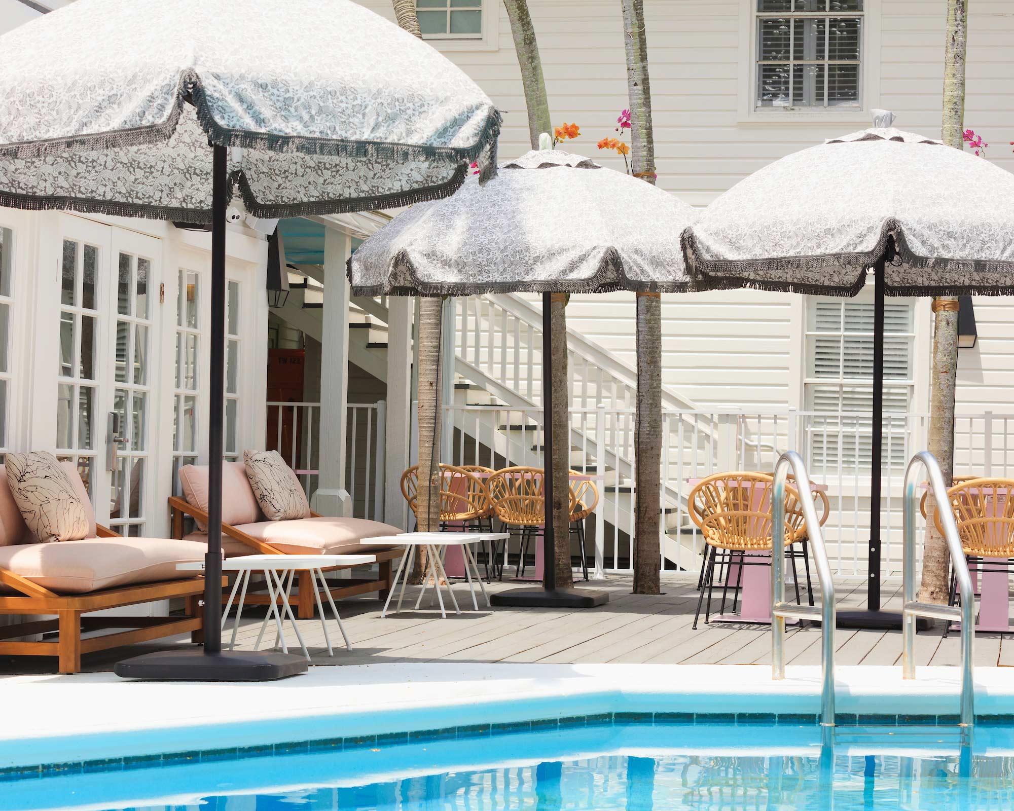 Lighthouse swimming pool seating area