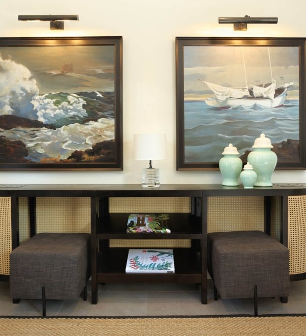 Double art painting hung in Winslow Lobby