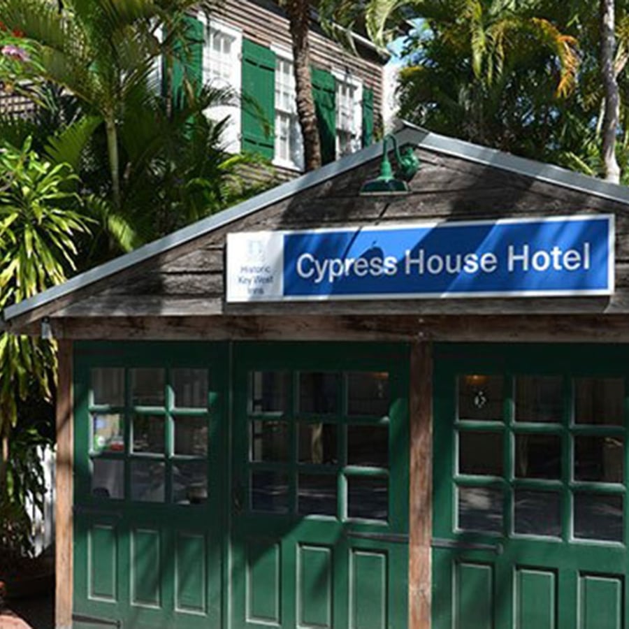 Outside the Cypress House Hotel as seen from the street